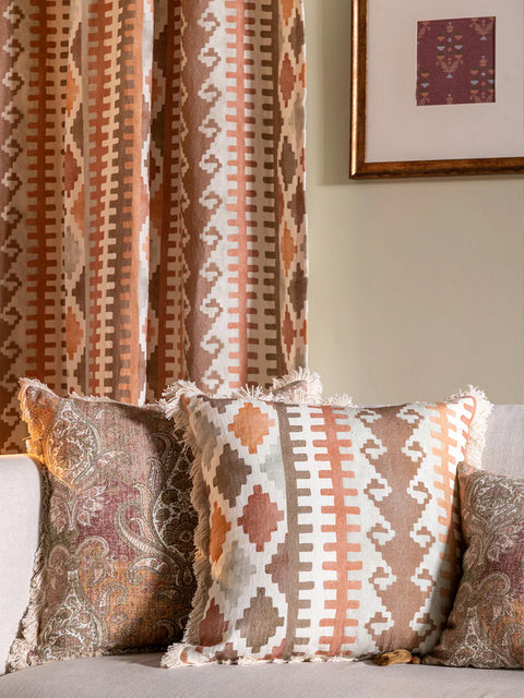 Kilim Diamonds Fabric (Rust) - House of Roya