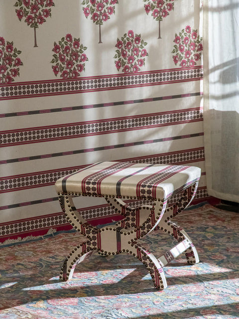 Maharani Stripes Fabric (Ivory) - House of Roya