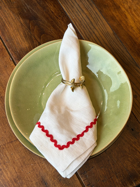 Ric Rac White with Red Napkins - Set of 4