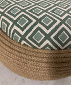 Handcrafted Jaipur Weave Ottoman – Upcycled Tyre Base with Rope Detailing - House of Roya