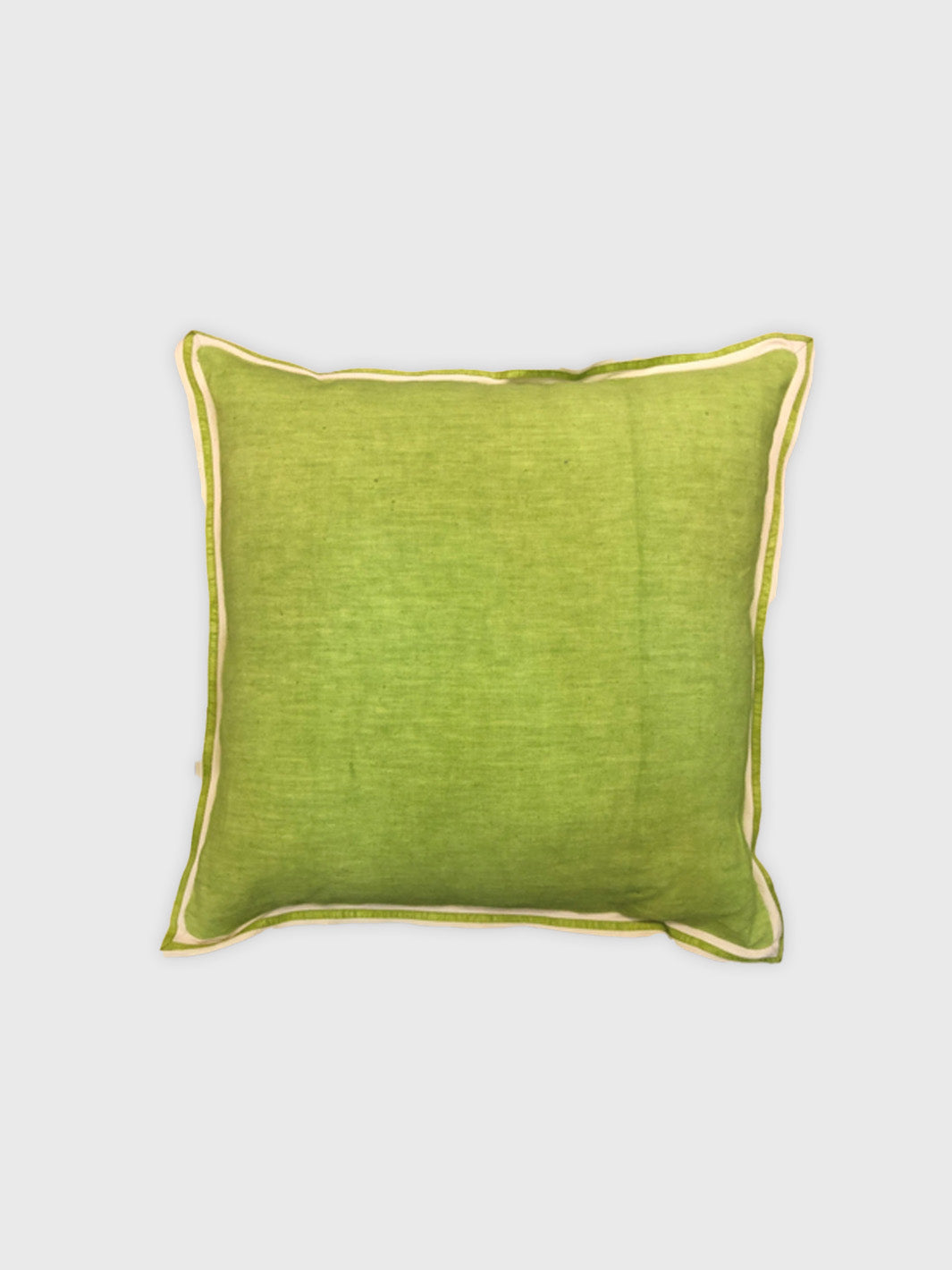 Lime Green Linen with Twill Ribbon Cushion Cover