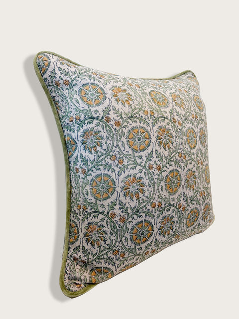 Marigold Vine Cushion Cover - Green/Peach