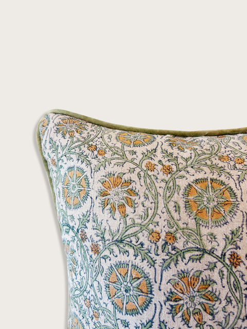 Marigold Vine Cushion Cover - Green/Peach