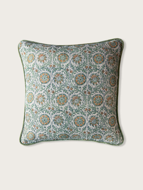Marigold Vine Cushion Cover - Green/Peach