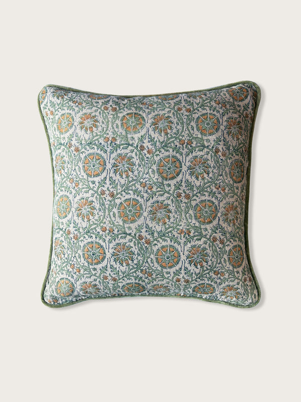 Marigold Vine Cushion Cover - Green/Peach