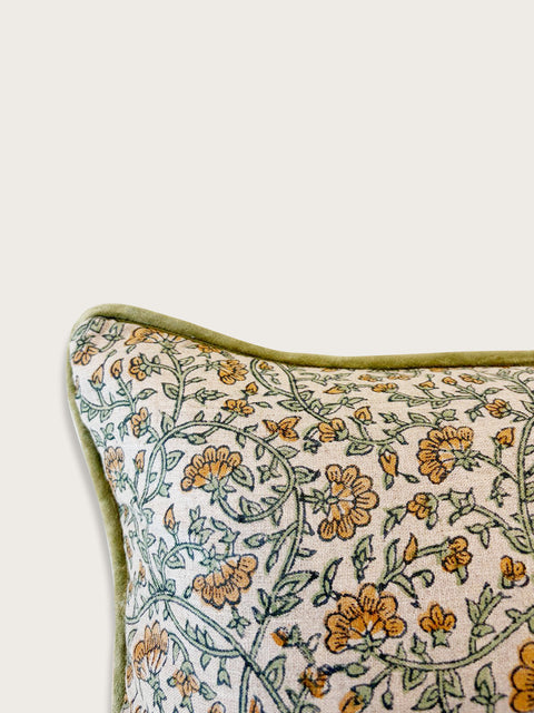 Marigold Vine Cushion Cover - Green