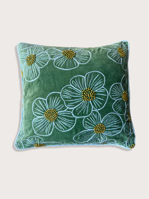 Meadow Mist Velvet Cushion Cover - Green