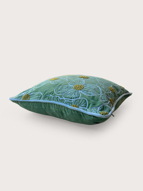 Meadow Mist Velvet Cushion Cover - Green