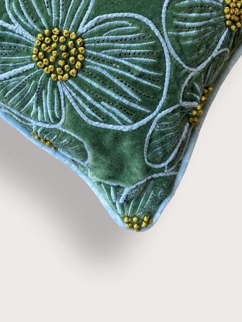 Meadow Mist Velvet Cushion Cover - Green