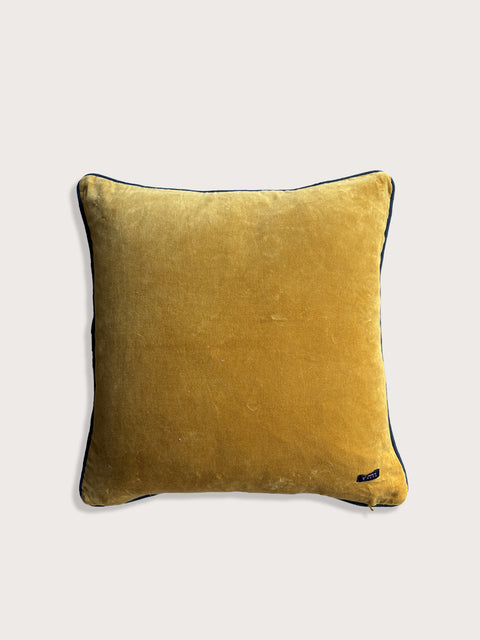 Mughal Garden Ochre Velvet Cushion Cover - Ochre Yellow