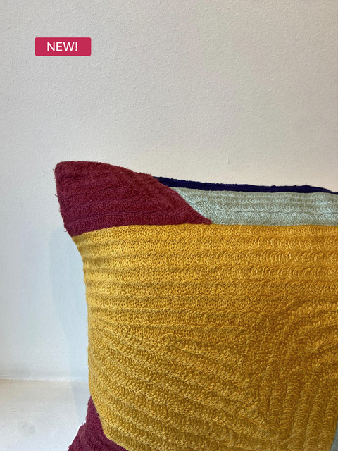 Mustard Edge Cushion – Yellow & Sage - House of Roya
