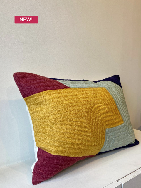 Mustard Edge Cushion – Yellow & Sage - House of Roya