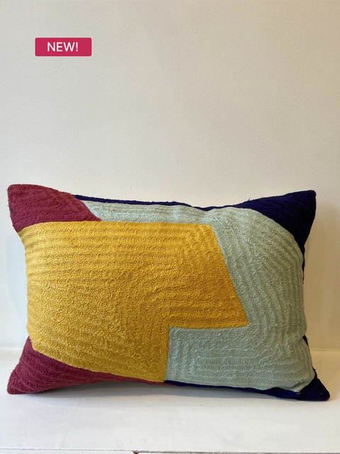 Mustard Edge Cushion – Yellow & Sage - House of Roya
