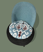Handcrafted Nila Ikat Chair -  – Upcycled Tyre Base with Rope Detailing - House of Roya