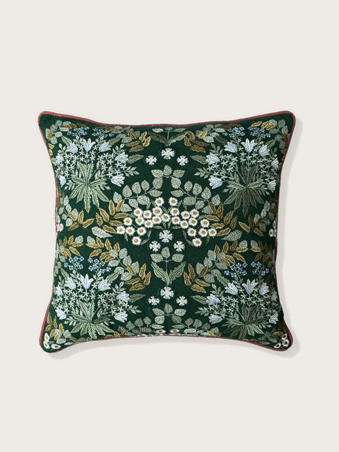 Noor Linen Cushion Cover - Dark Green - House of Roya