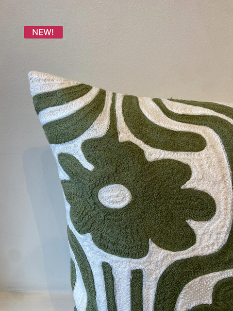 Olive Bloom Cushion Cover