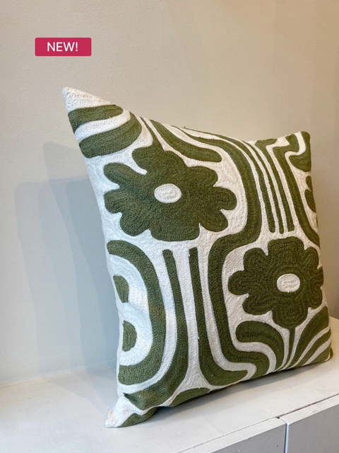 Olive Bloom Cushion Cover