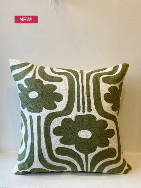 Olive Bloom Cushion Cover