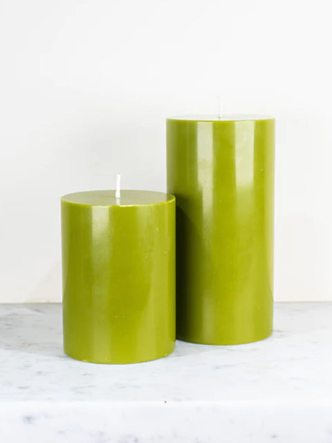 Olive Green Pillar Candle