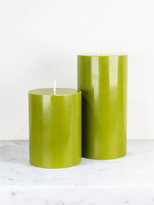 0215-Olive Green Pillar Candle