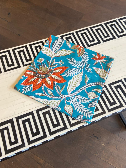 Teal Reverie Jaipuri Napkin- Single