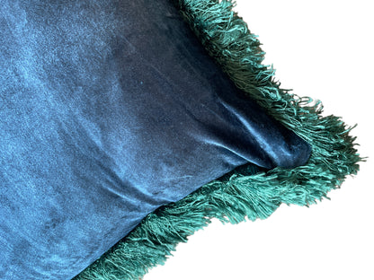 0215-Peacock Blue with Teal Velvet Cushion Cover