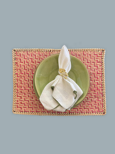 Pink & Natural Bamboo Placemats