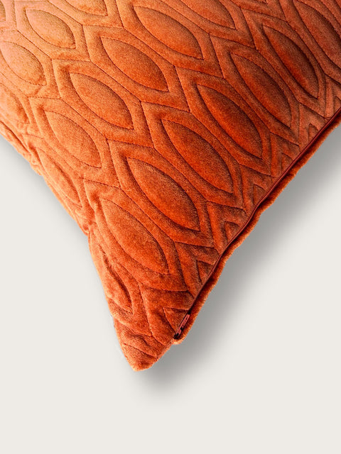 Quilted Velvet Cushion Cover - Burnt Orange - House of Roya