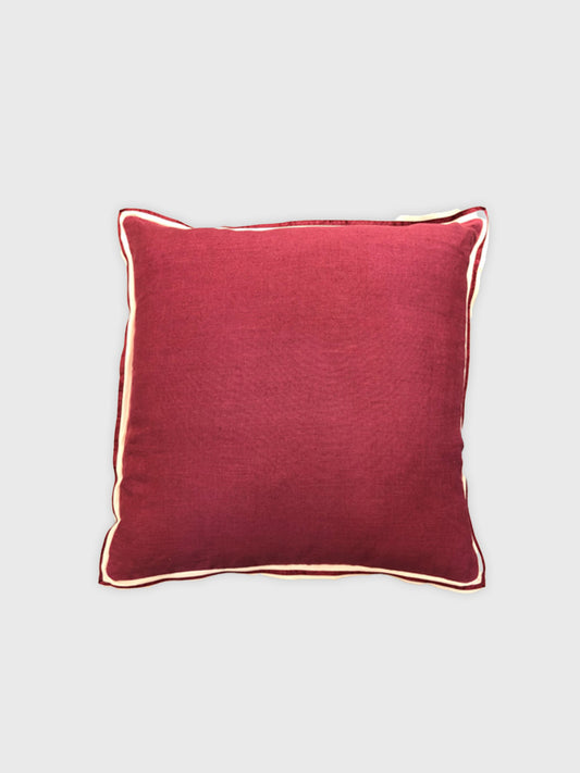 Red Linen with Twill Ribbon Cushion Cover