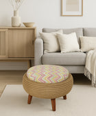 Handcrafted Rosetta Wave Ottoman – Upcycled Tyre Base with Rope Detailing - House of Roya