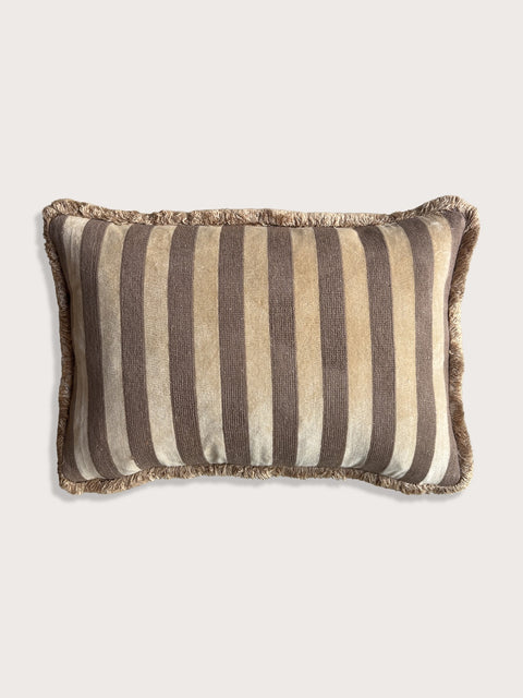 Bengal Stripe Velvet Cushion Cover - Taupe Mushroom