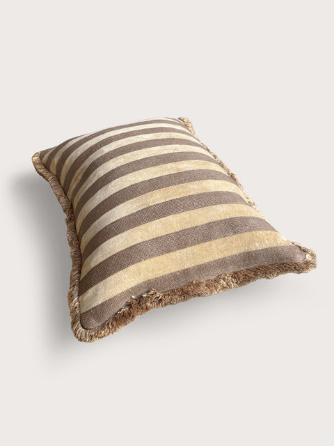 Bengal Stripe Velvet Cushion Cover - Taupe Mushroom