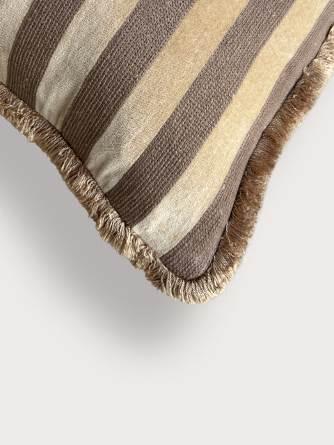 Bengal Stripe Velvet Cushion Cover - Taupe Mushroom