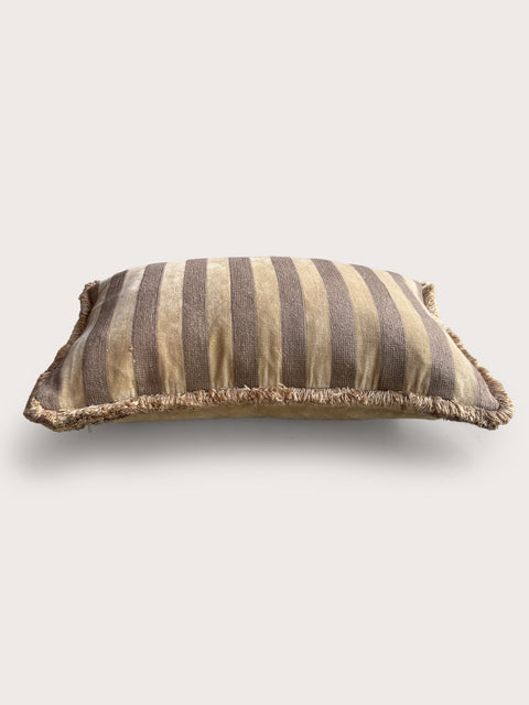 Bengal Stripe Velvet Cushion Cover - Taupe Mushroom