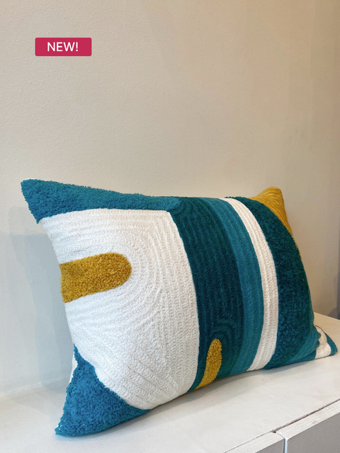 Teal Arc Rectangular Cushion