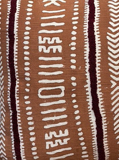 Tribal Hand Block Cushion Cover - Rust & Burgundy