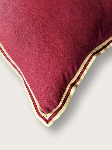 Twill Linen Cushion Cover - Red - House of Roya