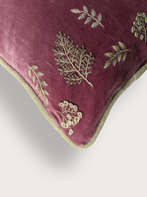 Wild Meadow Velvet Cushion Cover - Purple