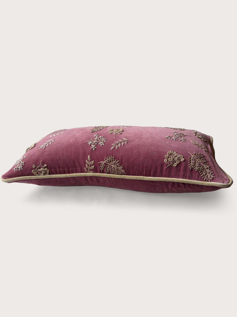 Wild Meadow Velvet Cushion Cover - Purple