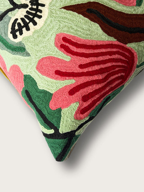 Wildflower Hibiscus Cushion Cover - Red & Green - House of Roya