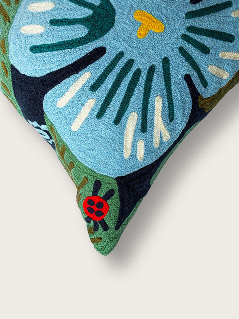 Wildflower Poppies Cushion Cover - Blue - House of Roya