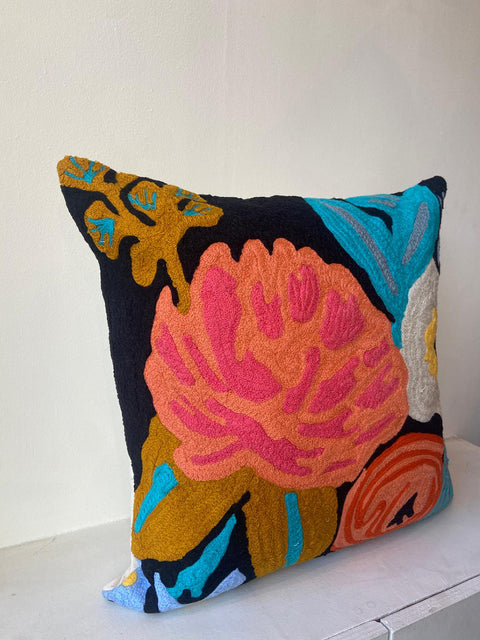 Midnight Flowers Cushion Cover - House of Roya