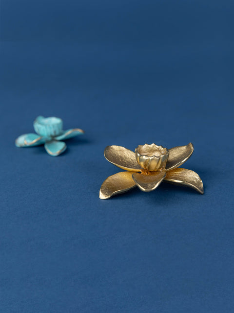 Orchid Candle Holder - Brass - House of Roya