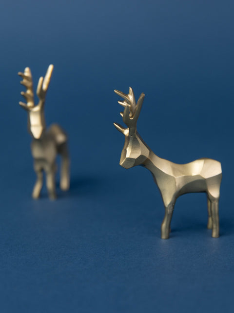 Origami Style Brass Reindeer - House of Roya