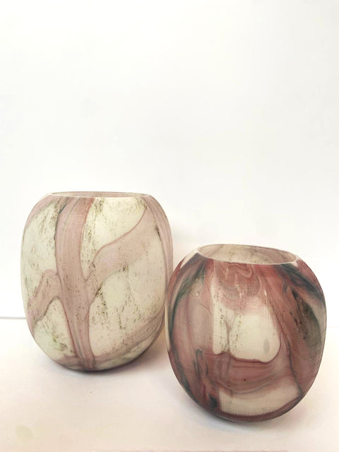Ebb & Flow Mute Pink & White Marble Small Vase - House of Roya