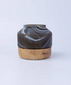 Deep Smoke Vase with a Wood Base Bundle - House of Roya