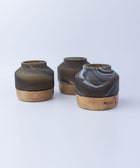 Deep Smoke Vase with a Wood Base  - Large - House of Roya
