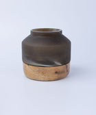 Deep Smoke Vase with a Wood Base  - Large - House of Roya