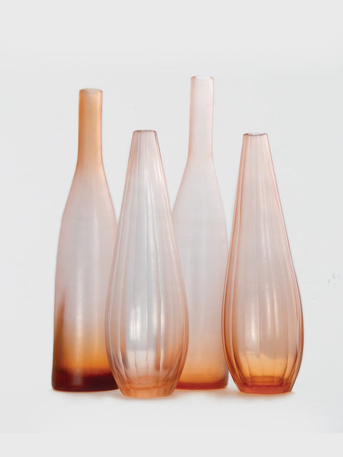 Small Balloon Peach Vase with Wide Cut Stripes - House of Roya
