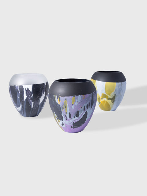 Votive with Fluid Motion - Black Grey - House of Roya
